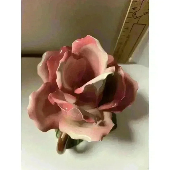 Vintage Italian Capodimonte Porcelain Pink Rose - Picture 5 of 8